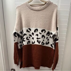 Leopard Print Colorblock Sweater